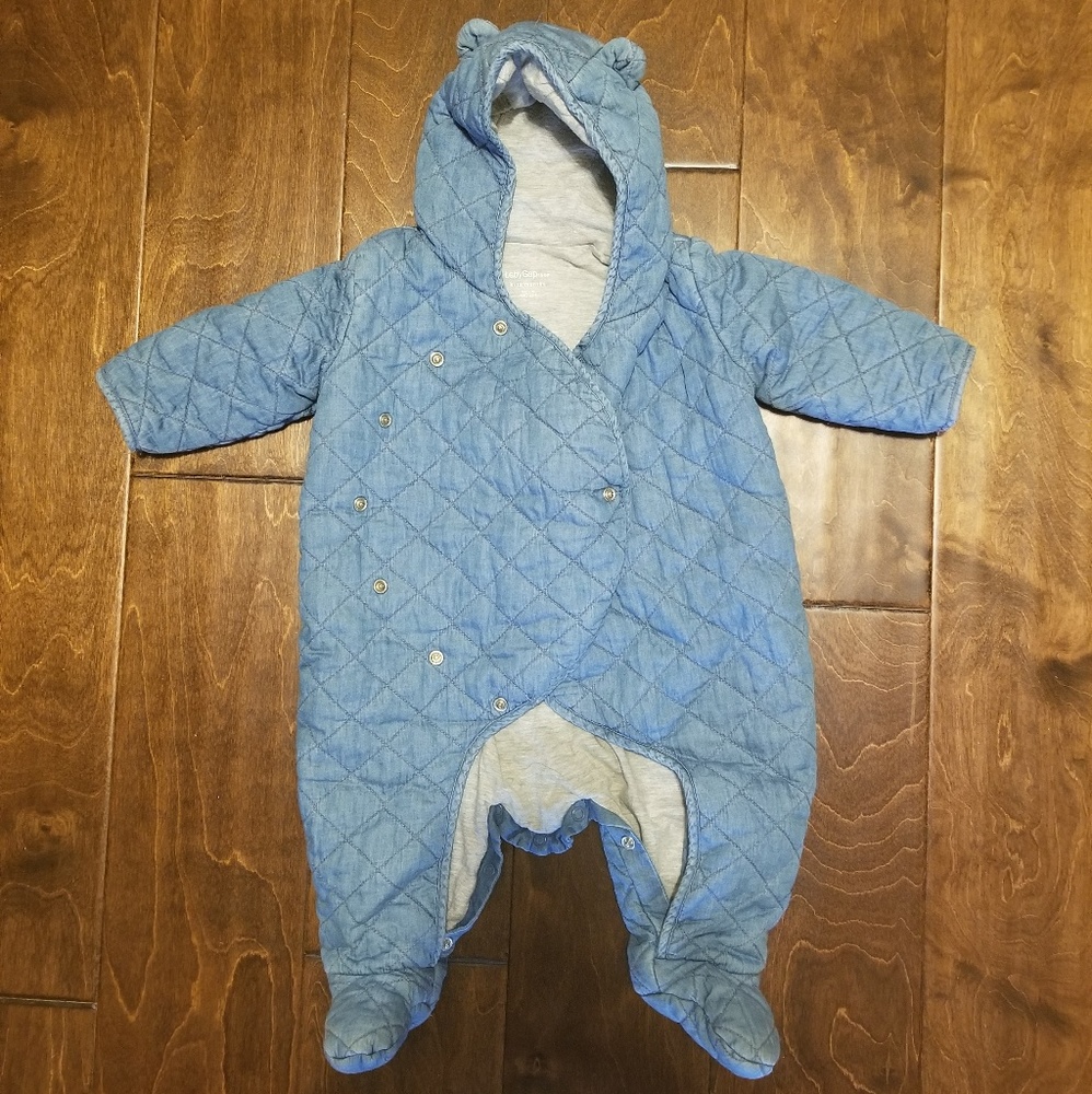 GAP Quilted Chambray Bear One Piece. 6-12 Months